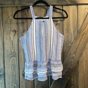 Maven West Linen Ruffled Top